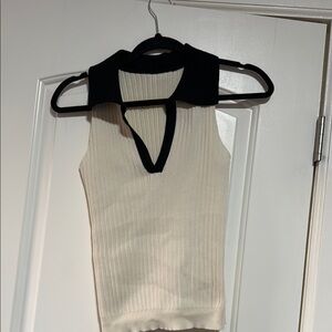 Stylish Black and White Sleeveless Top